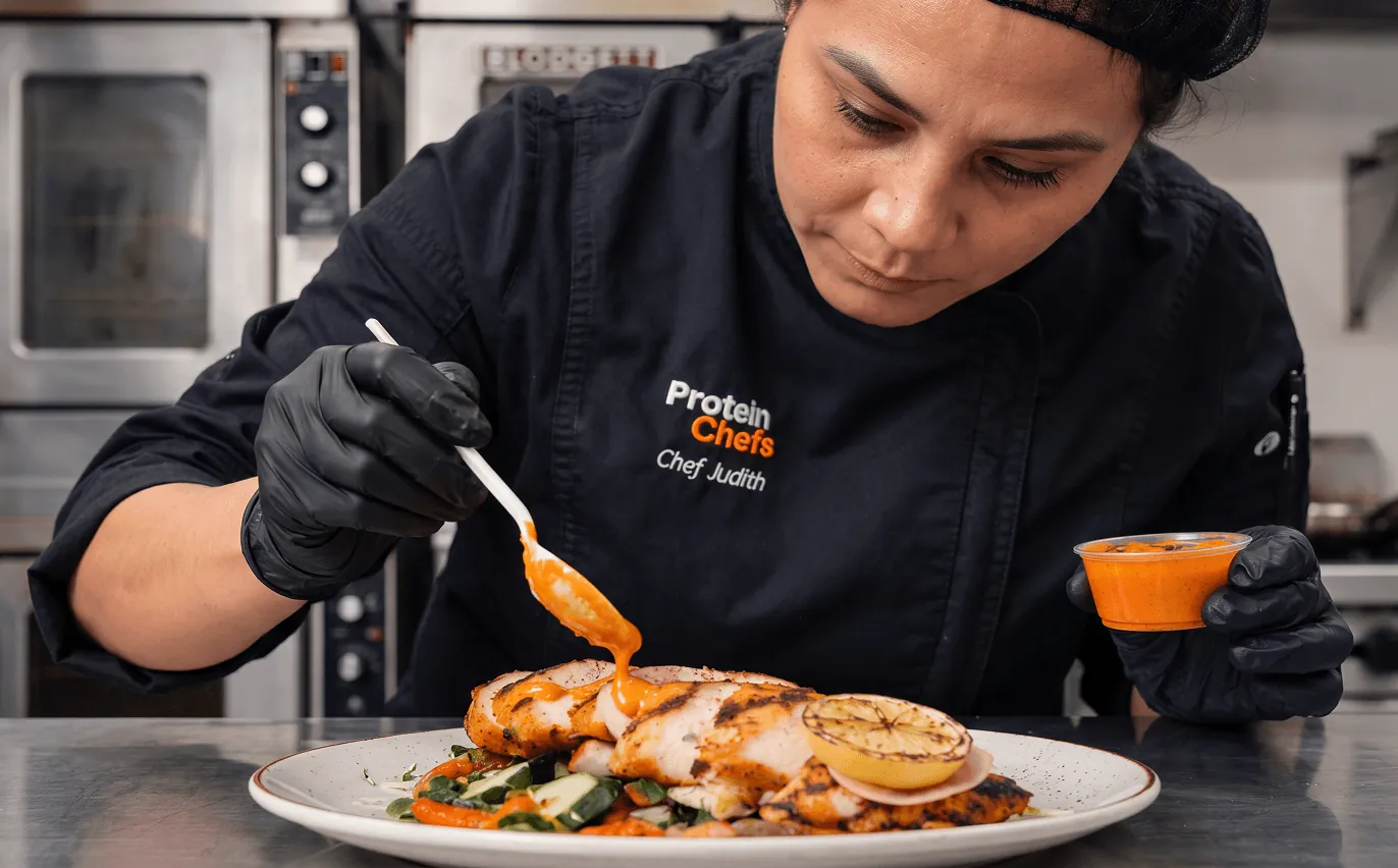 ProteinChefs product experience shown on a mobile phone